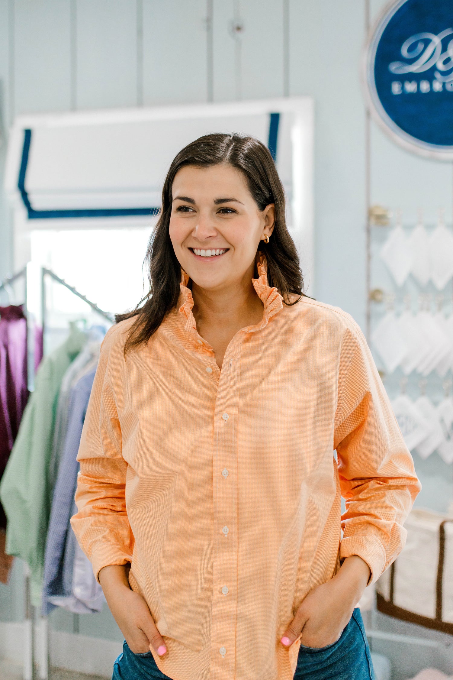 Reworked Classic - Bright Orange Gingham Large