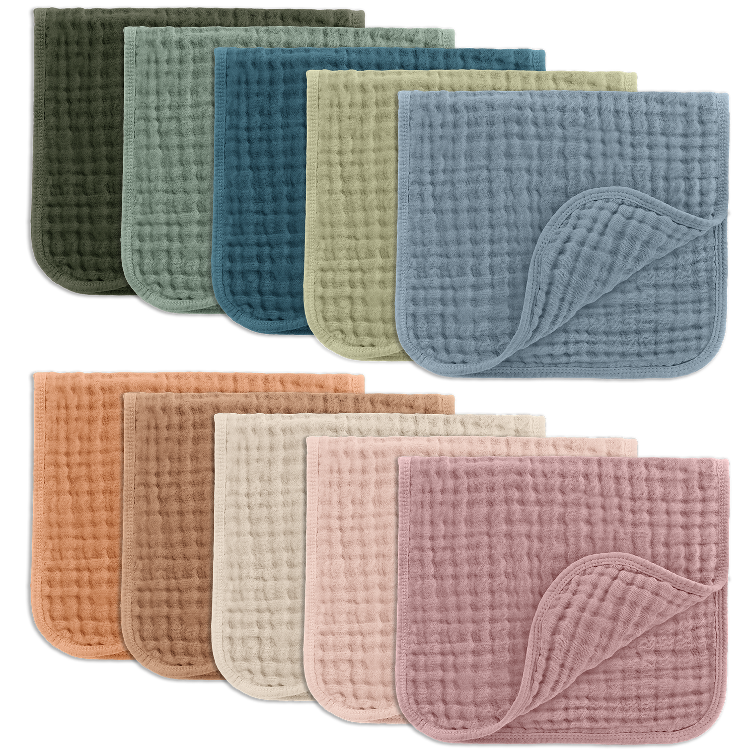 Baby Burp Cloths - 100% Muslin Cotton by Comfy Cubs